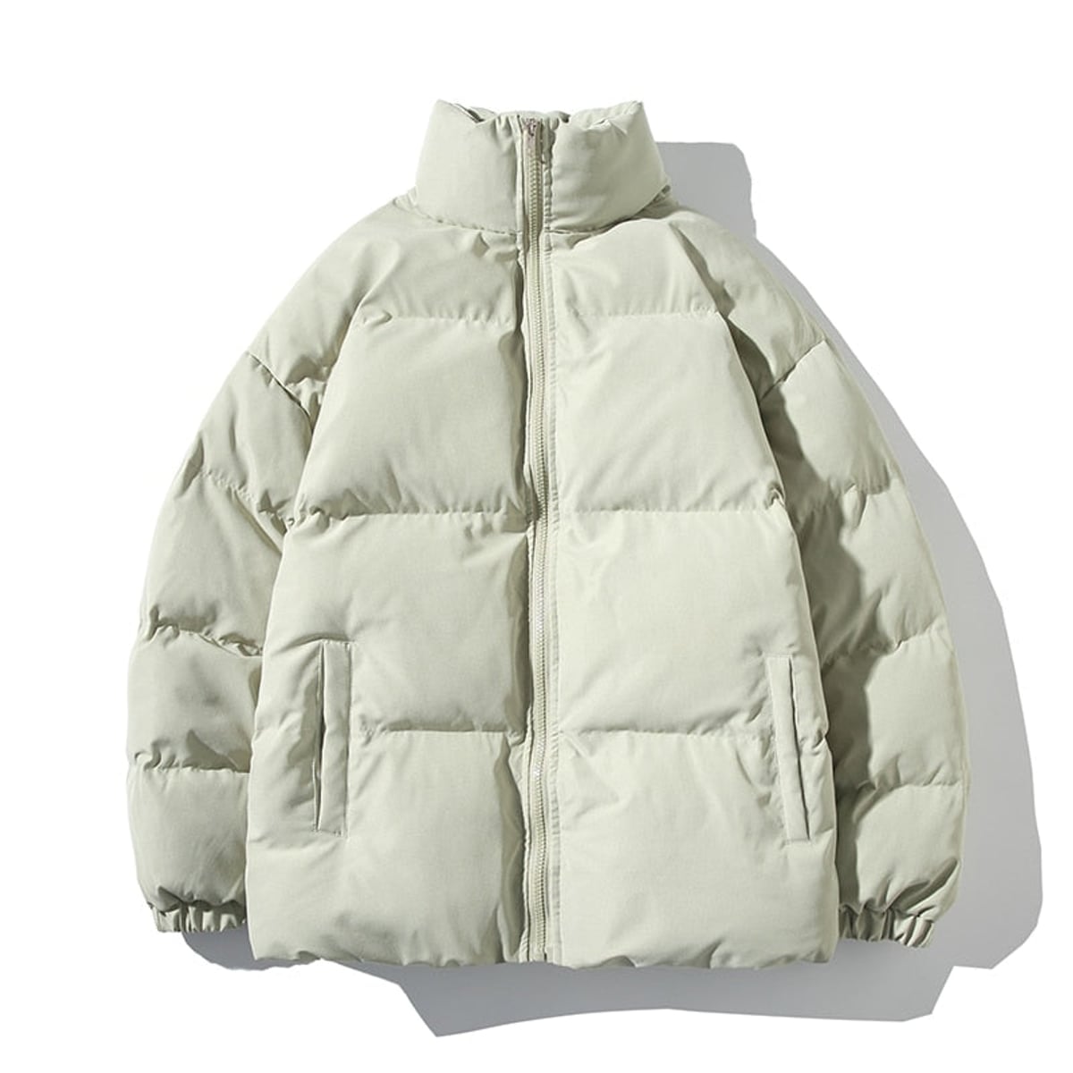 women's oversized puffer jacket stand collar in green