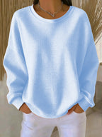 women's oversized pullover crew neck sweater in sky blue