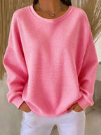 women's oversized pullover crew neck sweater in pink