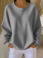 women's oversized pullover crew neck sweater in gray