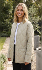 women's oversized quilted jacket in beige