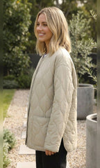 women's oversized quilted jacket in beige
