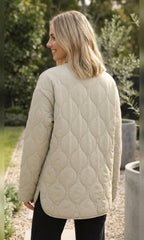 women's oversized quilted jacket in beige