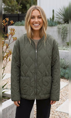 women's oversized quilted jacket in green