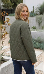 women's oversized quilted jacket in green