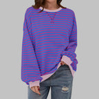 women's oversized retro stripe sweatshirt in purple