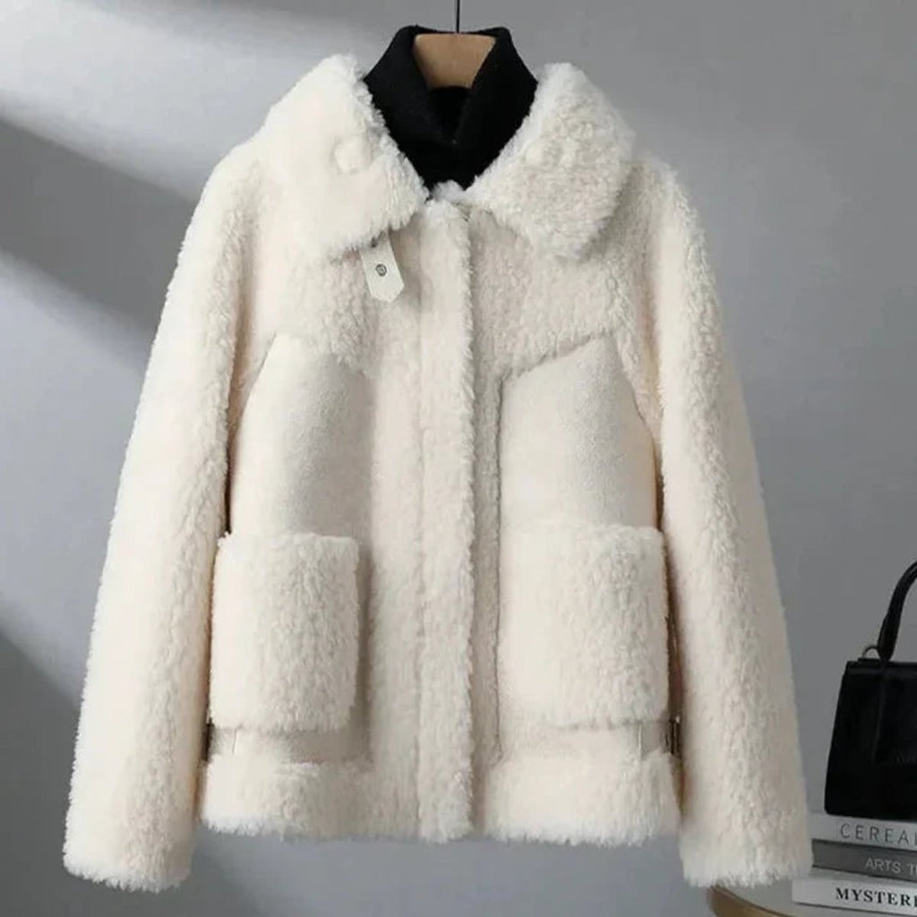 women's oversized shrug teddy jacket in beige