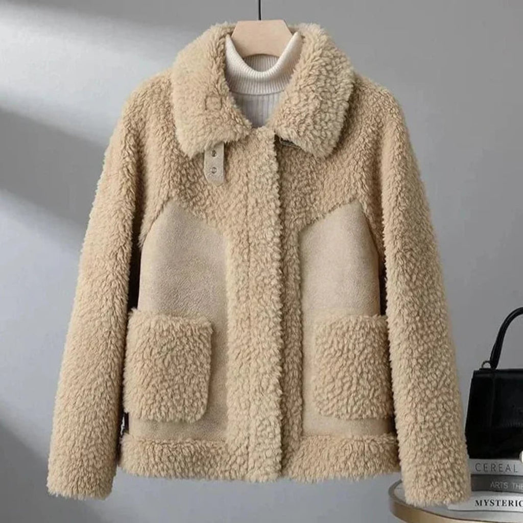 women's oversized shrug teddy jacket in khaki