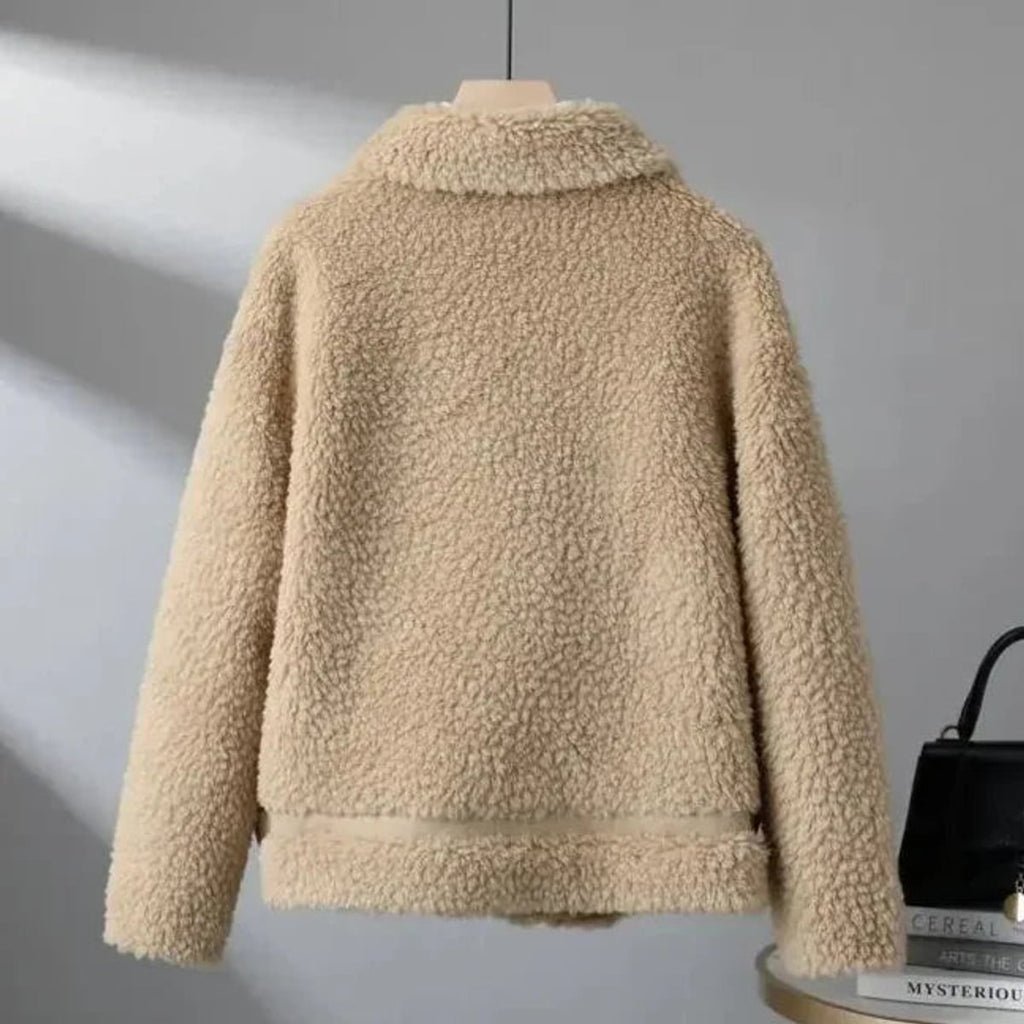 women's oversized shrug teddy jacket in khaki