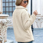 women's oversized teddy jacket with notch lapels