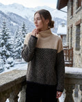 women's oversized turtleneck pullover sweater in brown