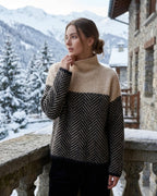 women's oversized turtleneck pullover sweater in brown