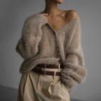 women's oversized v-neck knit cardigan