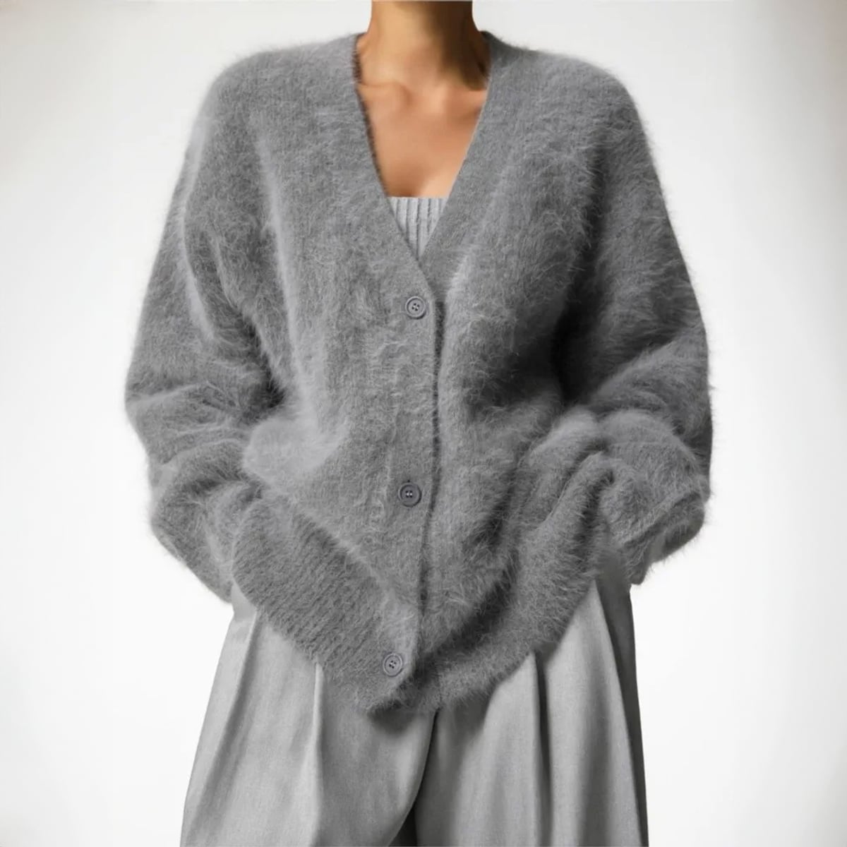 women's oversized v-neck knit cardigan