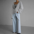 women's oversized v-neck knit cardigan