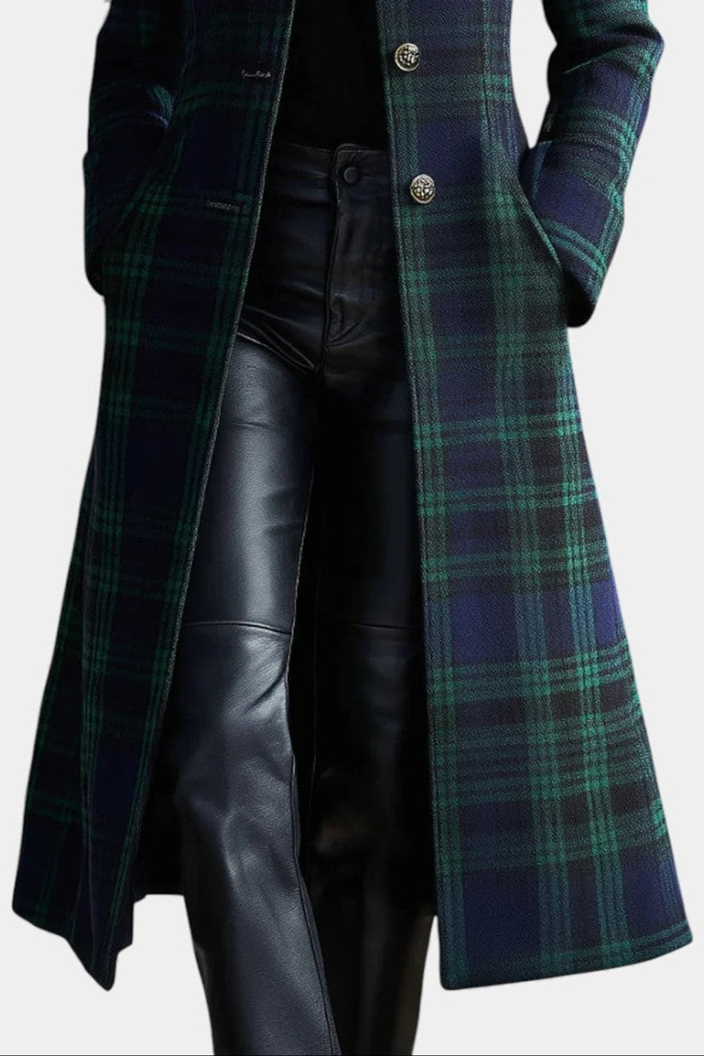 women's plaid long coat