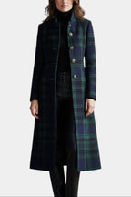 women's plaid long coat