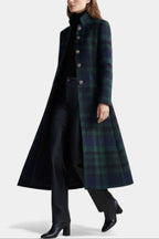 women's plaid long coat