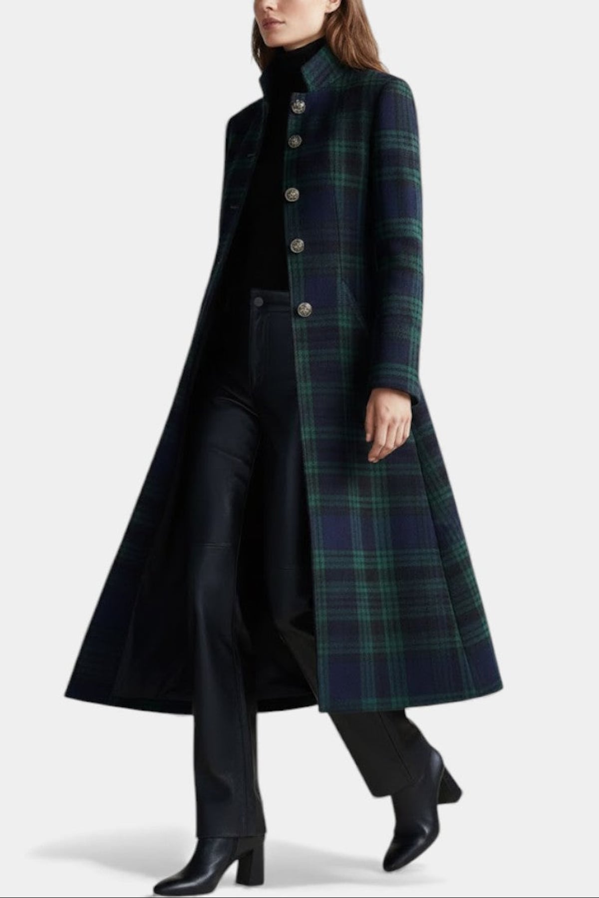 women's plaid long coat
