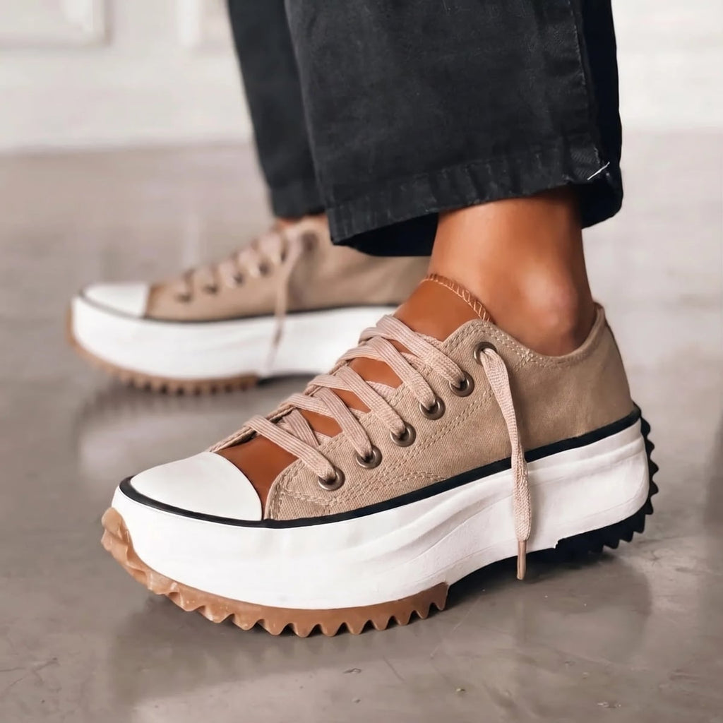 women's platform lace-up sneakers in brown