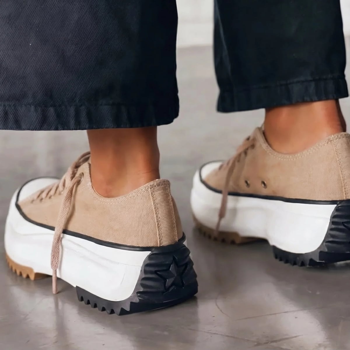 women's platform lace-up sneakers in brown