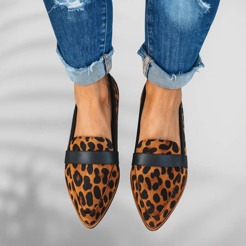 women's pointed toe slip-on loafers in yellow/orange 