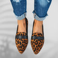 women's pointed toe slip-on loafers in yellow/orange 