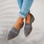 women's pointed toe slip-on loafers in gray 