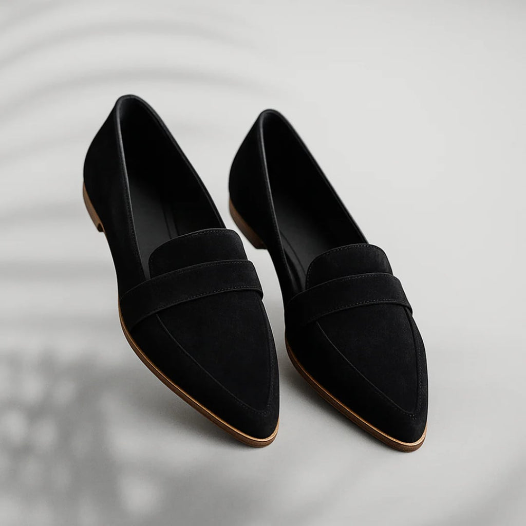 women's pointed toe slip-on loafers in black 