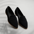 women's pointed toe slip-on loafers in black 