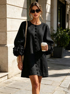 women's puff sleeve floral cuff mini dress