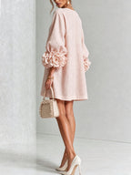 women's puff sleeve floral cuff mini dress
