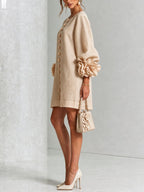 women's puff sleeve floral cuff mini dress
