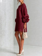 women's puff sleeve floral cuff mini dress