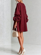 women's puff sleeve floral cuff mini dress