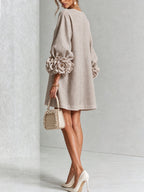 women's puff sleeve floral cuff mini dress