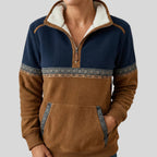women's quarter zip sherpa collar sweatshirt in brown