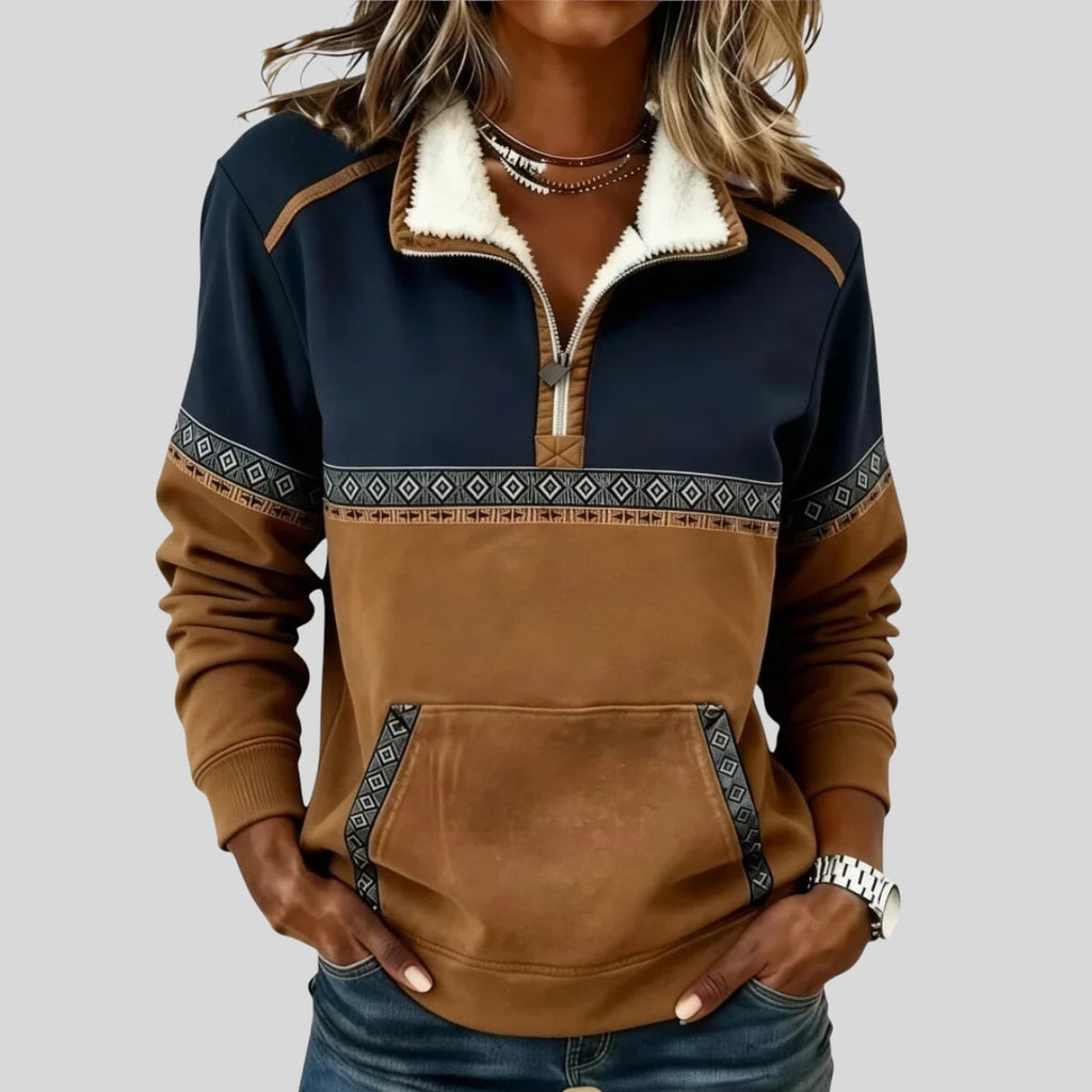 women's quarter zip sherpa collar sweatshirt