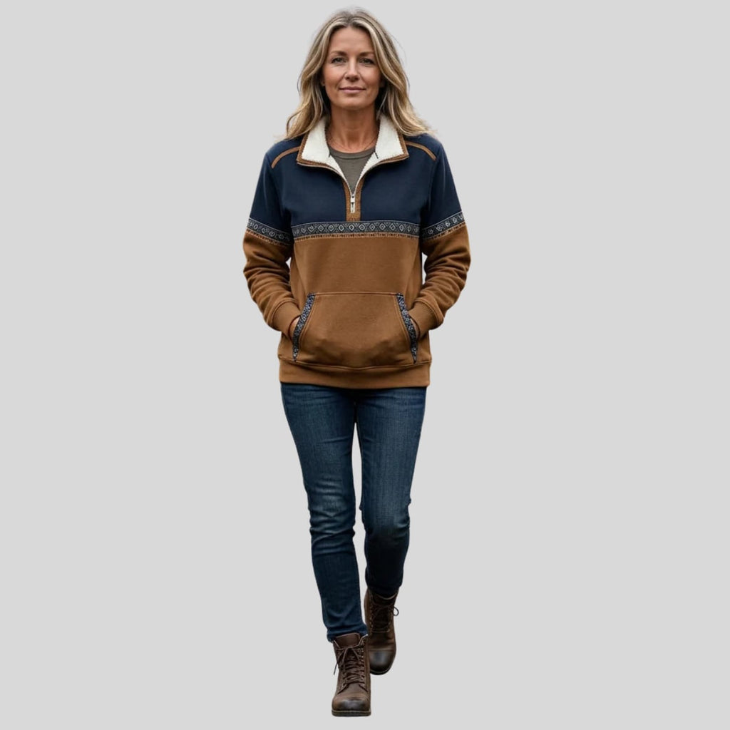 women's quarter zip sherpa collar sweatshirt