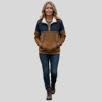 women's quarter zip sherpa collar sweatshirt