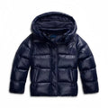 women's quilted hooded puffer jacket in dark navy