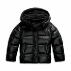 women's quilted hooded puffer jacket in black