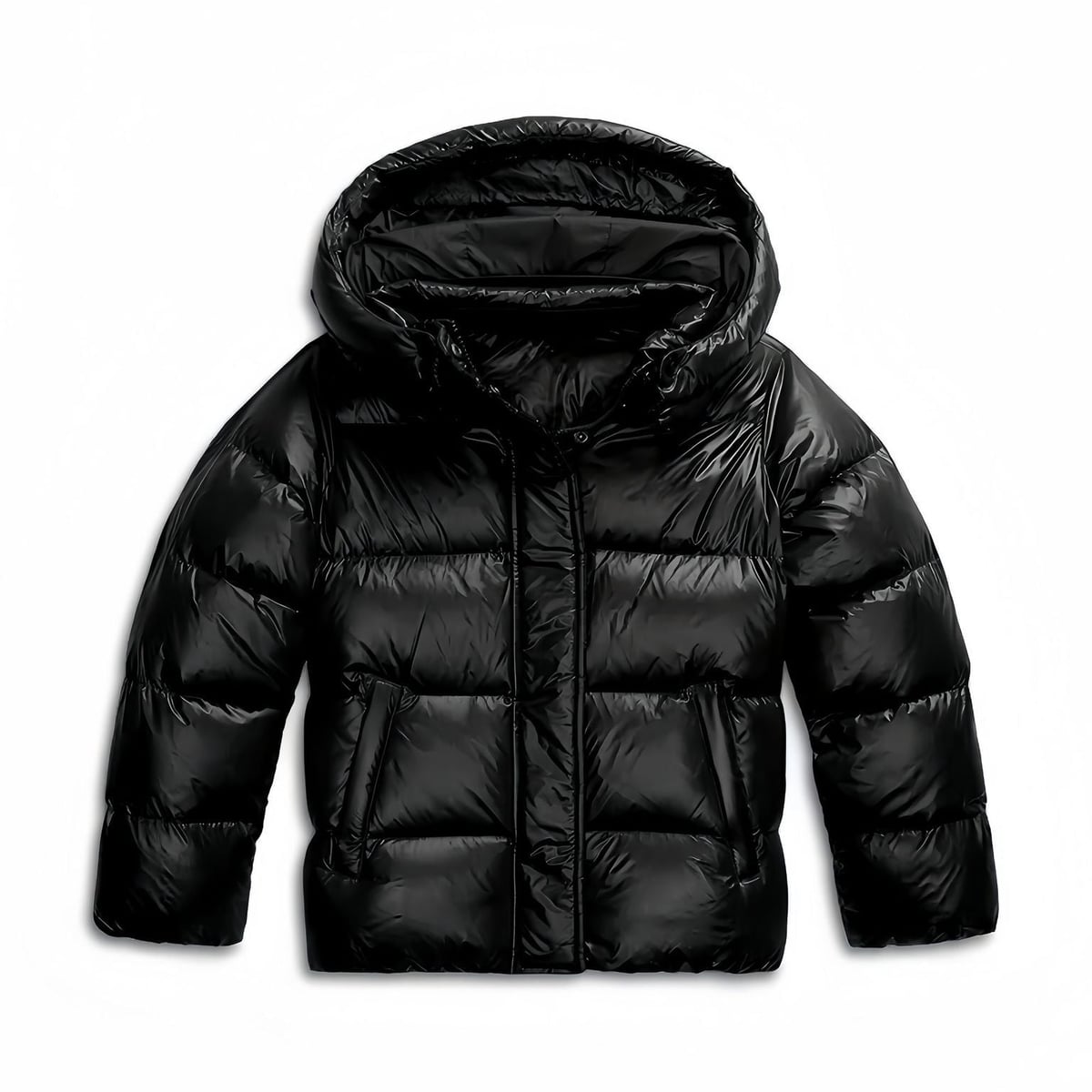 women's quilted hooded puffer jacket in black
