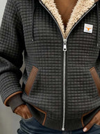 women's quilted sherpa-lined zip-up hoodie