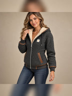 women's quilted sherpa-lined zip-up hoodie