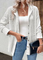 women's relaxed fit button-up hoodie