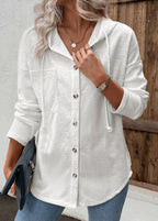 women's relaxed fit button-up hoodie