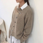 women's relaxed fit button-up knit cardigan in light brown