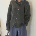 women's relaxed fit button-up knit cardigan in gray