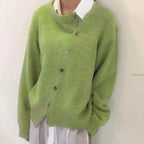 women's relaxed fit button-up knit cardigan in green